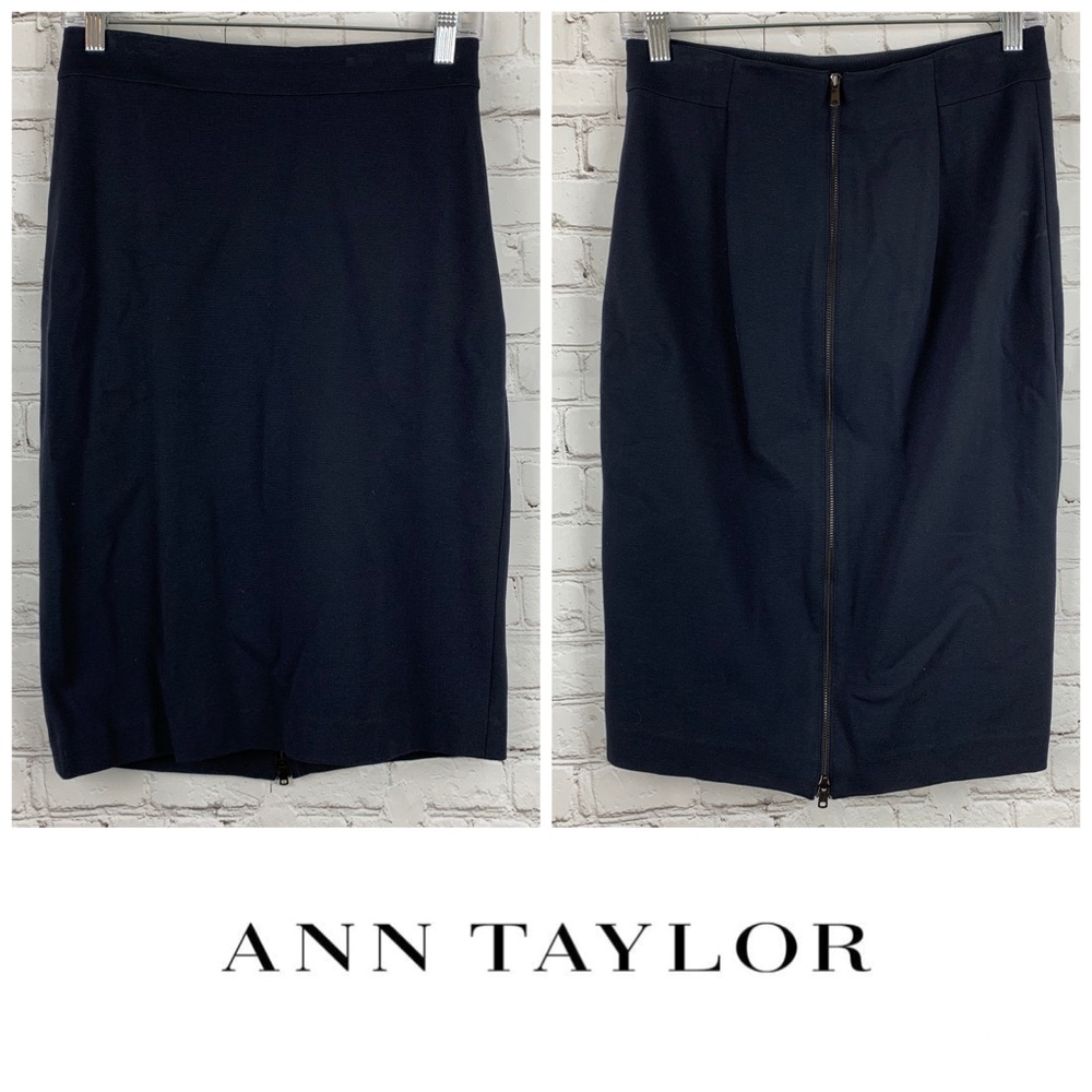 Ann Taylor Navy Full Back Zip Skirt
